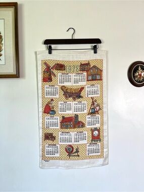 1978 100% Linen Calendar Tapestry 16.25” x 27.75”